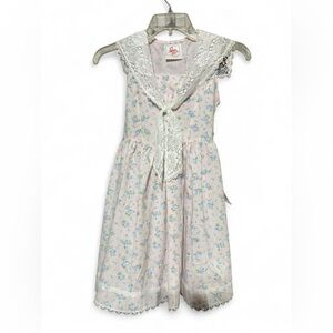 Vintage Girls Floral Lace Trim Dress